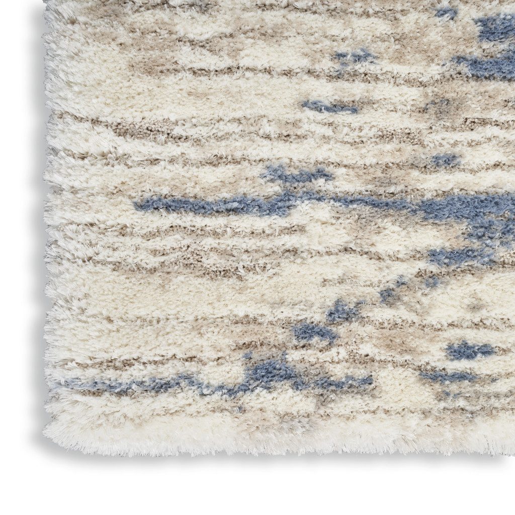 8′ X 10′ Blue Gray Beige Abstract Shag Area Rug