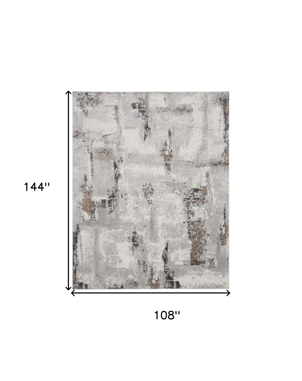 9′ X 12′ Ivory Black and Gray Abstract Area Rug