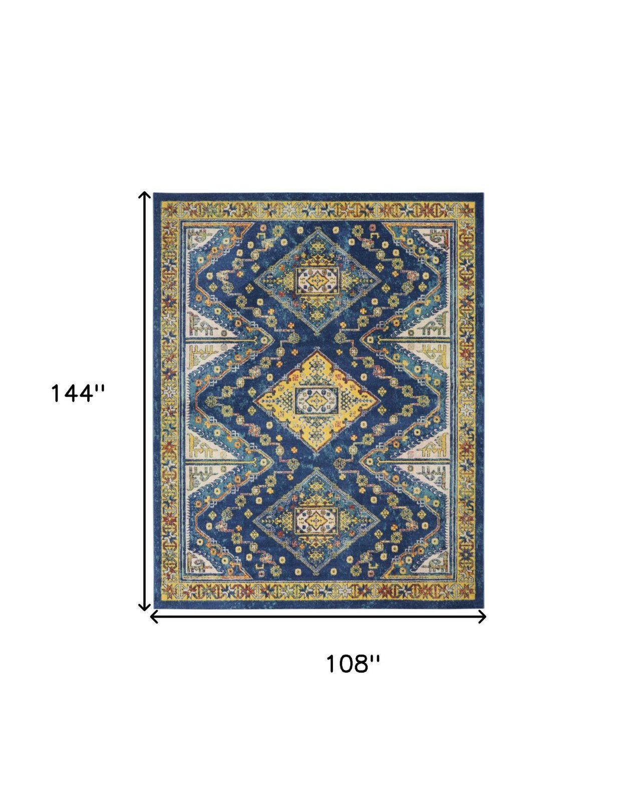9′ X 12′ Blue and Yellow Geometric Area Rug