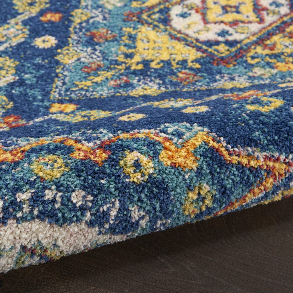 9′ X 12′ Blue and Yellow Geometric Area Rug