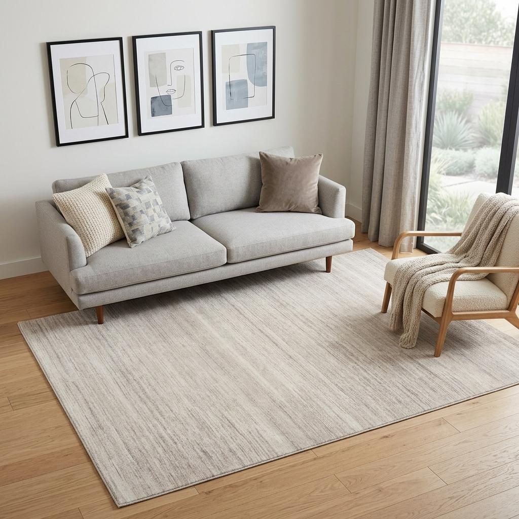 5′ X 7′ Ivory Light Brown Abstract Washable Area Rug
