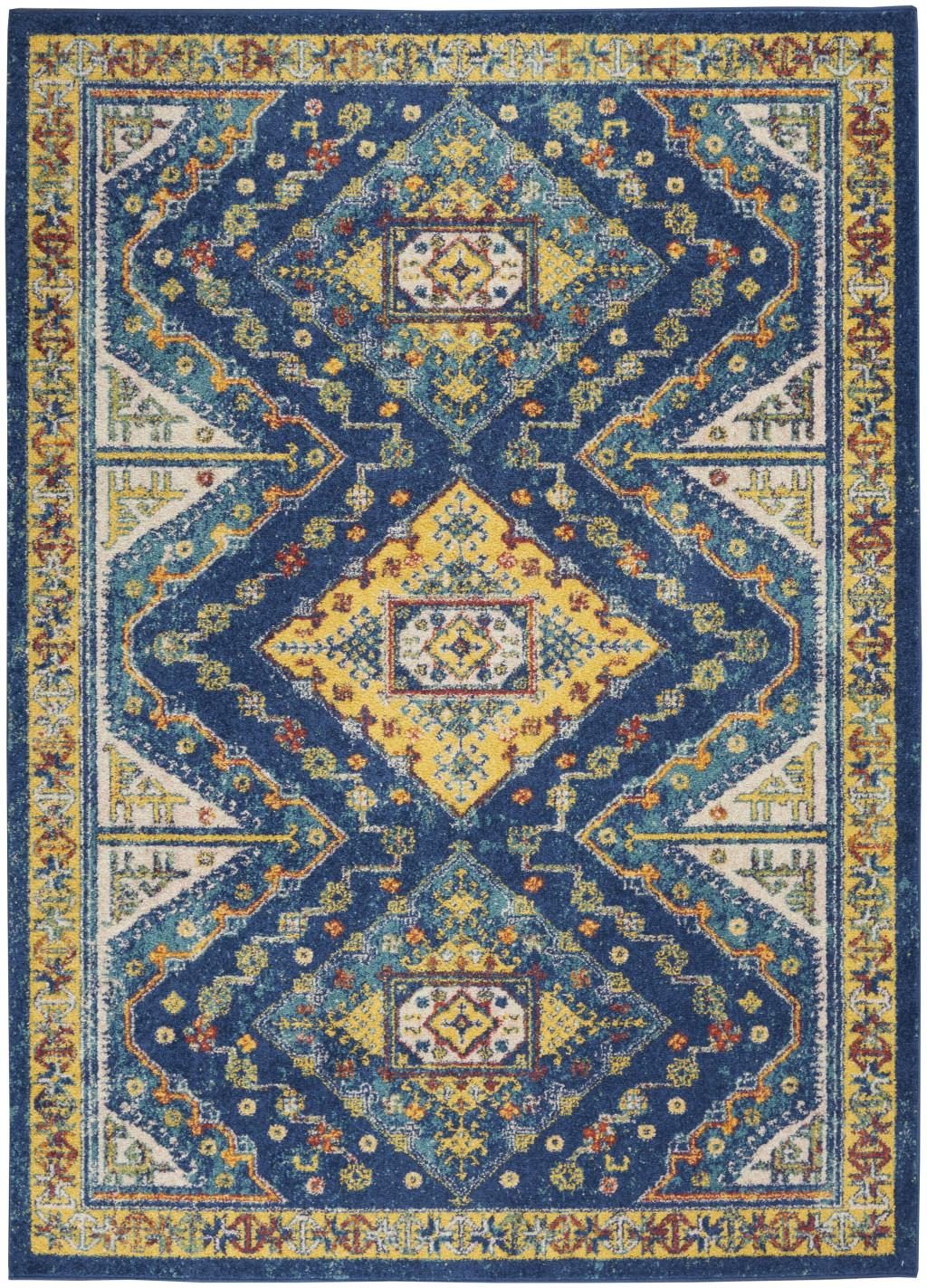 4′ X 6′ Blue and Yellow Oriental Area Rug