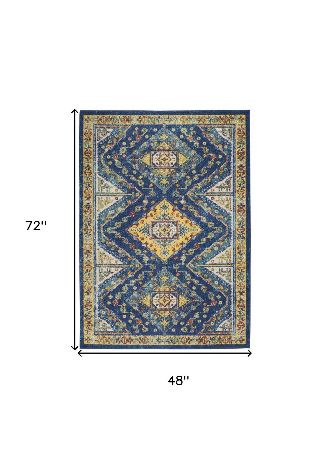 4′ X 6′ Blue and Yellow Oriental Area Rug