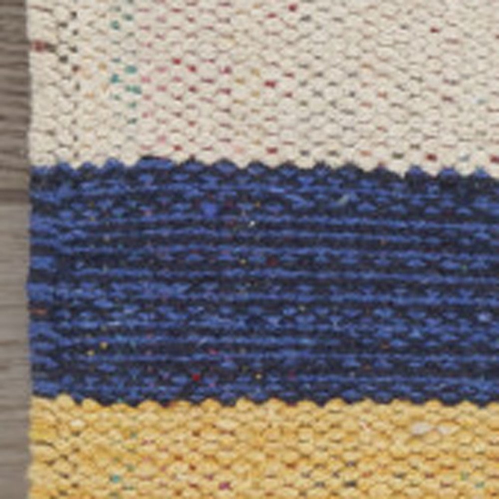 Ivory Southwestern Cotton Area Rug With Fringe