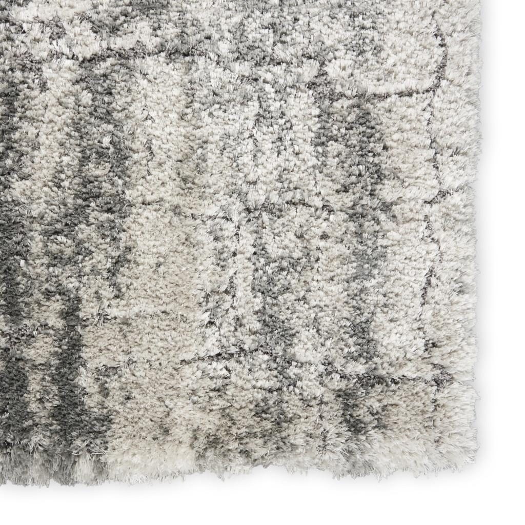 4′ X 6′ Charcoal Ivory Abstract Shag Area Rug II
