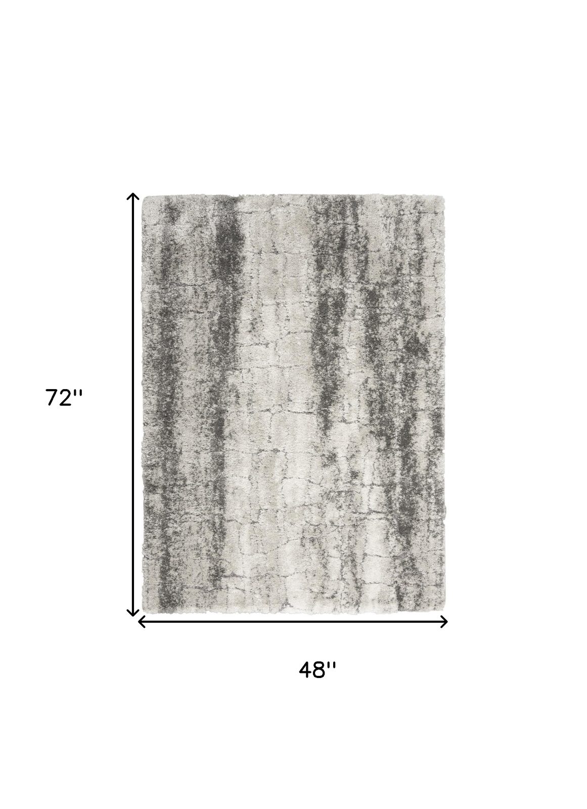 4′ X 6′ Charcoal Ivory Abstract Shag Area Rug II