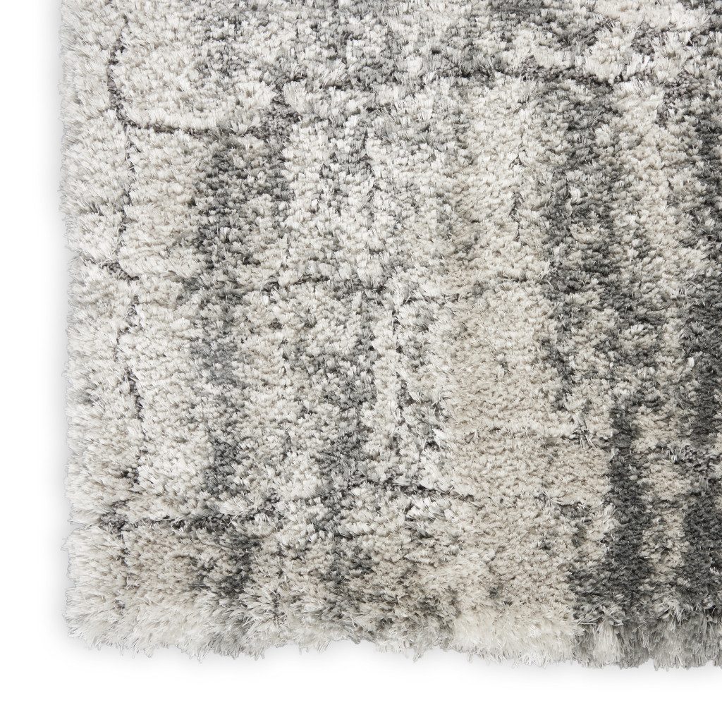 4′ X 6′ Charcoal Ivory Abstract Shag Area Rug II