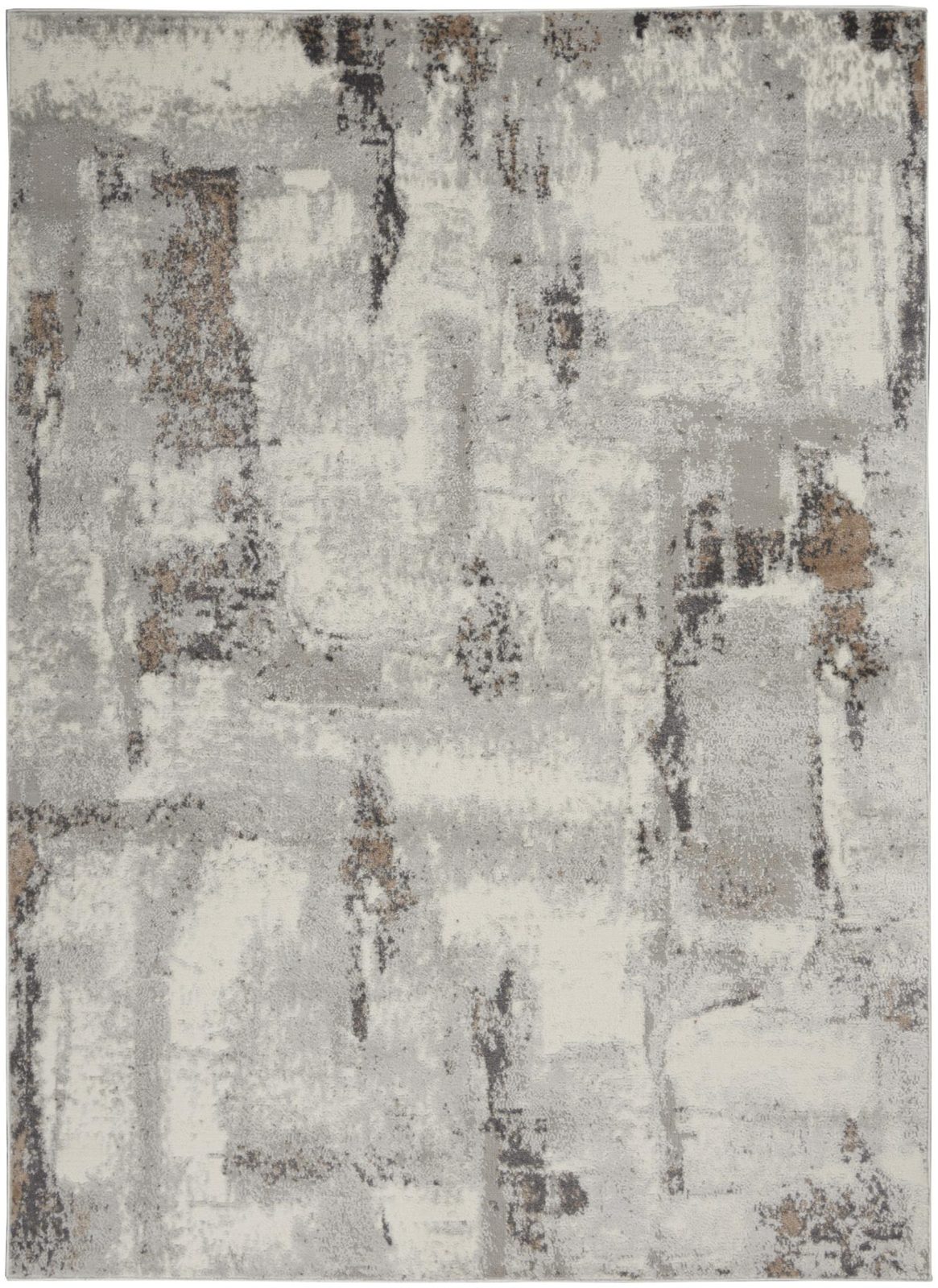 4′ X 6′ Ivory Black Gray Abstract Non-Skid Area Rug