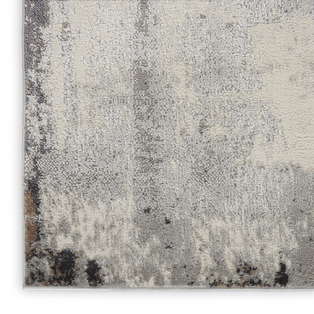 4′ X 6′ Ivory Black Gray Abstract Non-Skid Area Rug