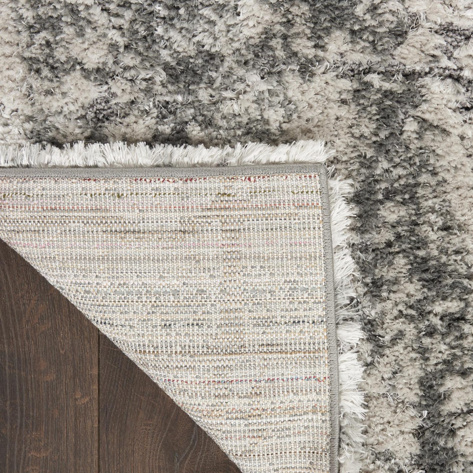 8′ X 10′ Charcoal Ivory Abstract Shag Distressed Area Rug