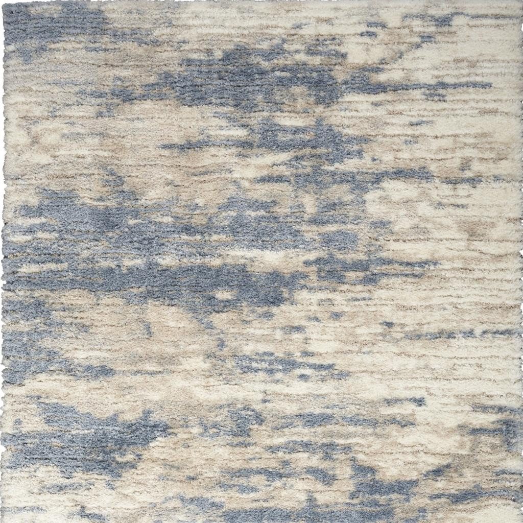 4′ X 6′ Light Blue Gray Abstract Shag Area Rug