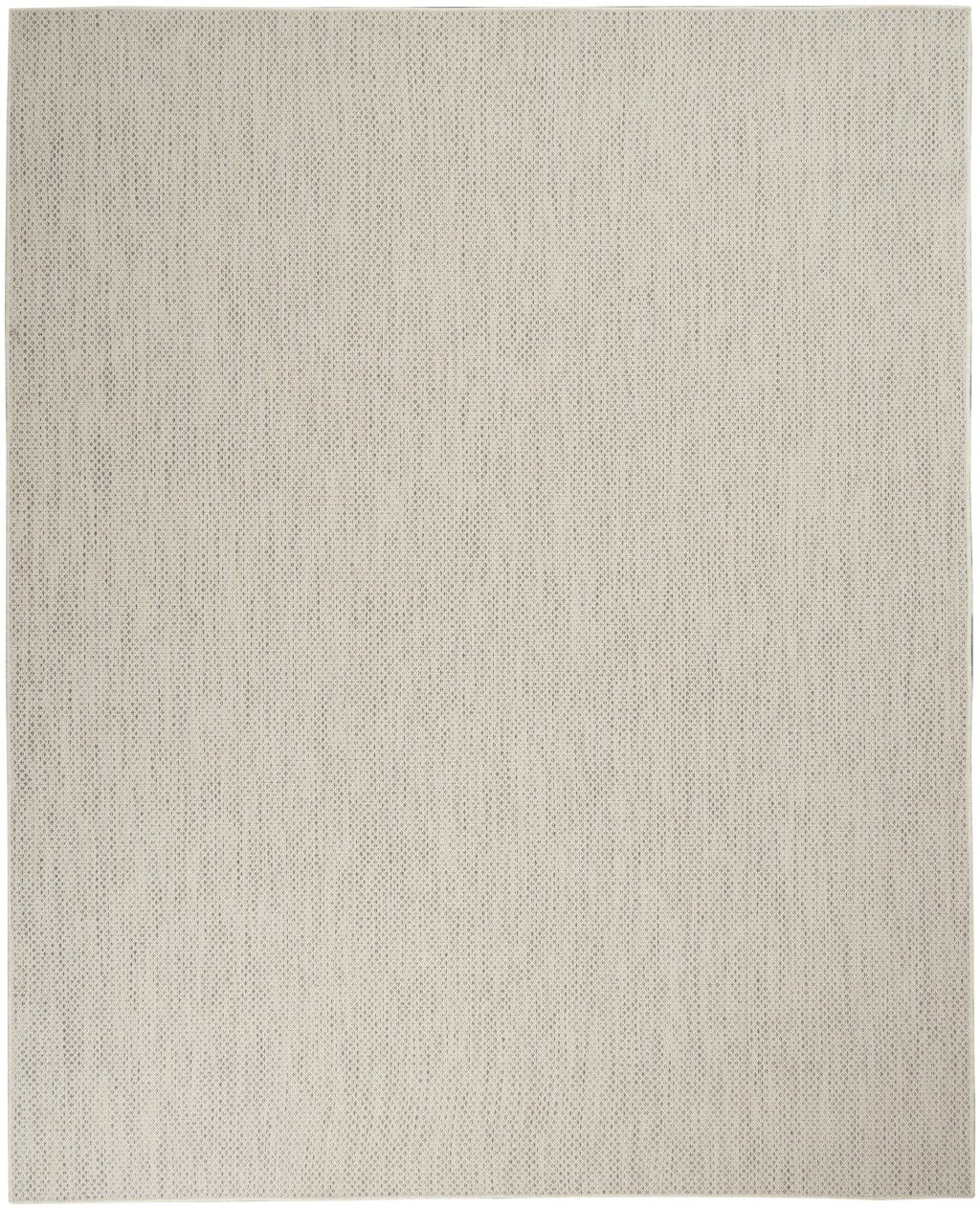 12′ X 15′ Ivory and Silver Geometric Indoor-Outdoor Area Rug