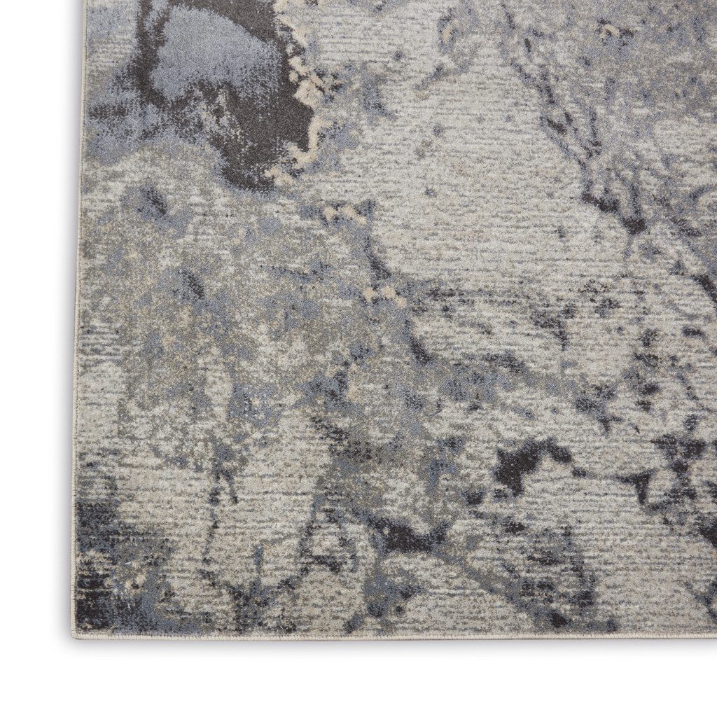 9′ X 13′ Gray Black and Ivory Abstract Area Rug