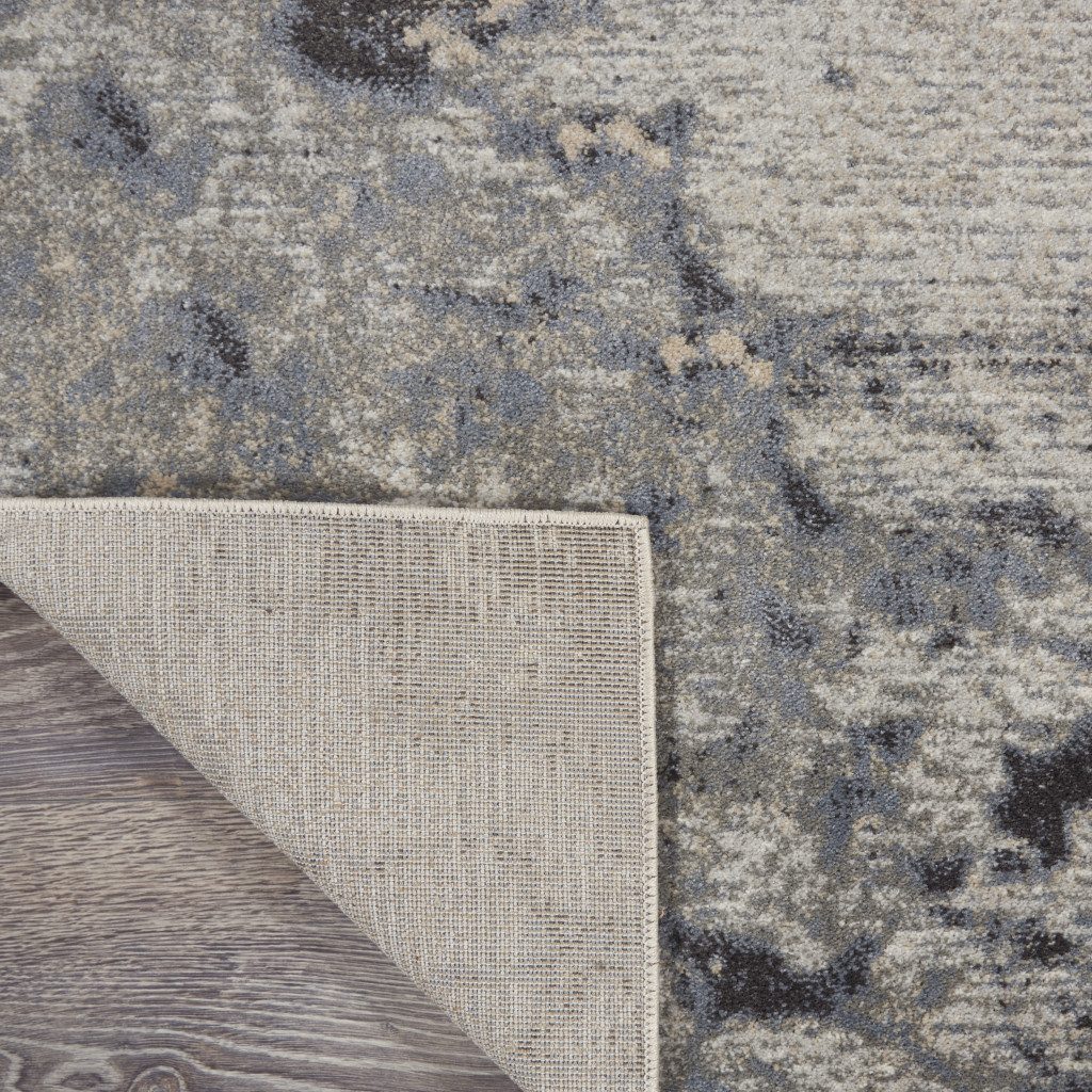 9′ X 13′ Gray Black and Ivory Abstract Area Rug
