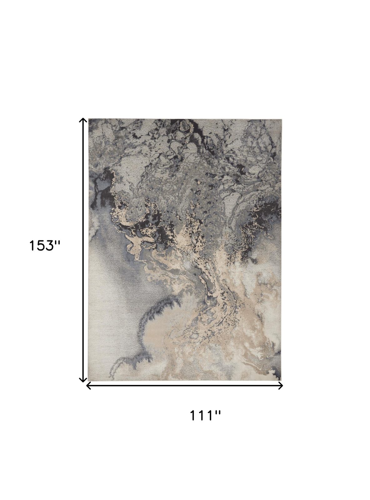 9′ X 13′ Gray Black and Ivory Abstract Area Rug