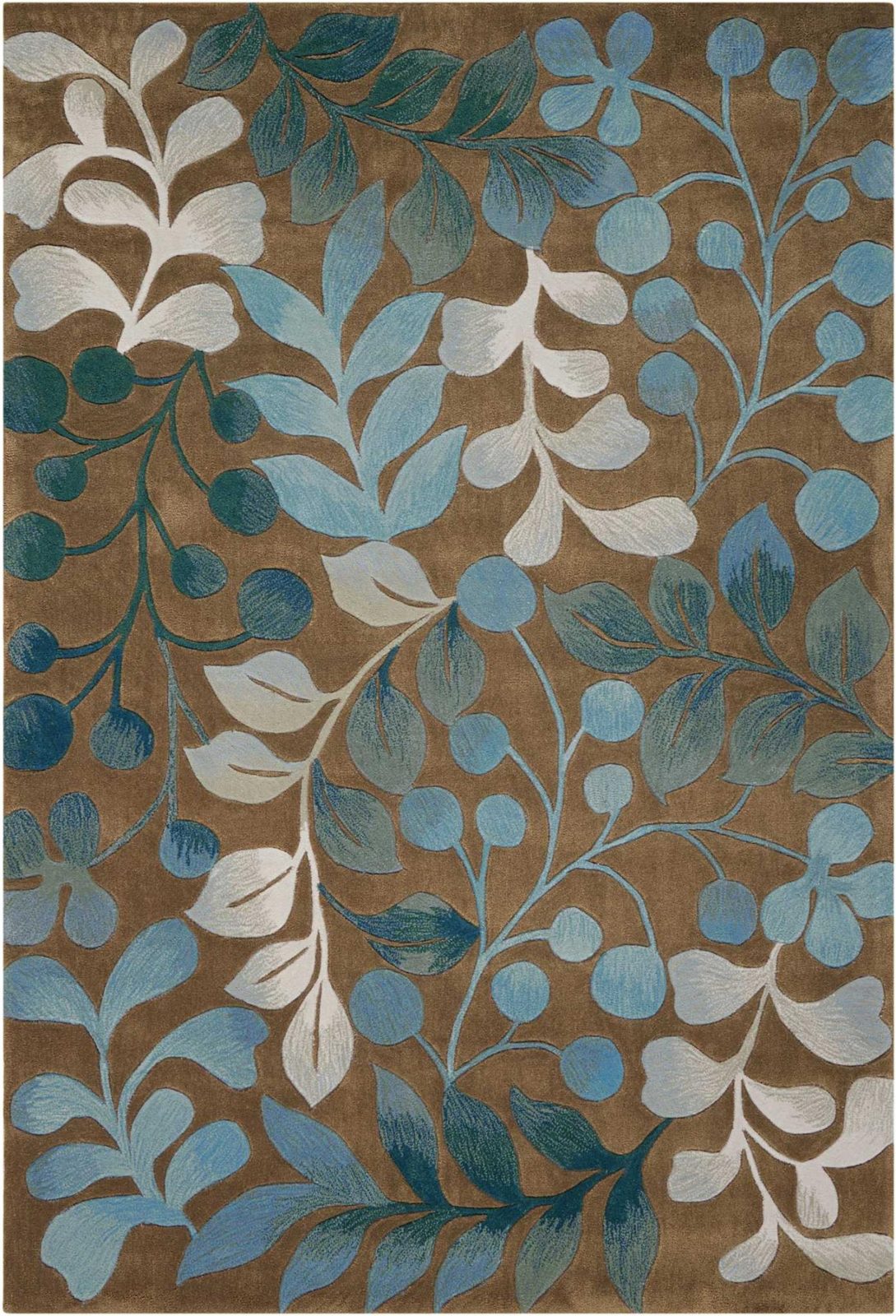 8′ X 11′ Brown Botanical Leaves Area Rug