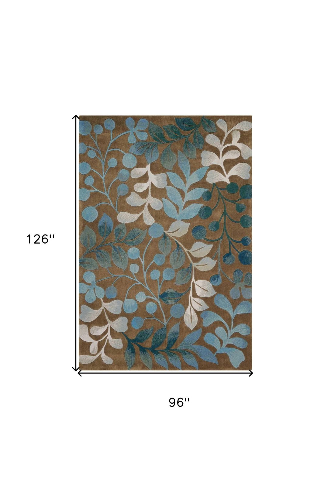 8′ X 11′ Brown Botanical Leaves Area Rug