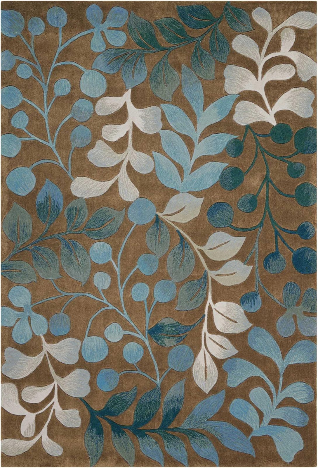 5′ X 8′ Brown Botanical Leaves Area Rug