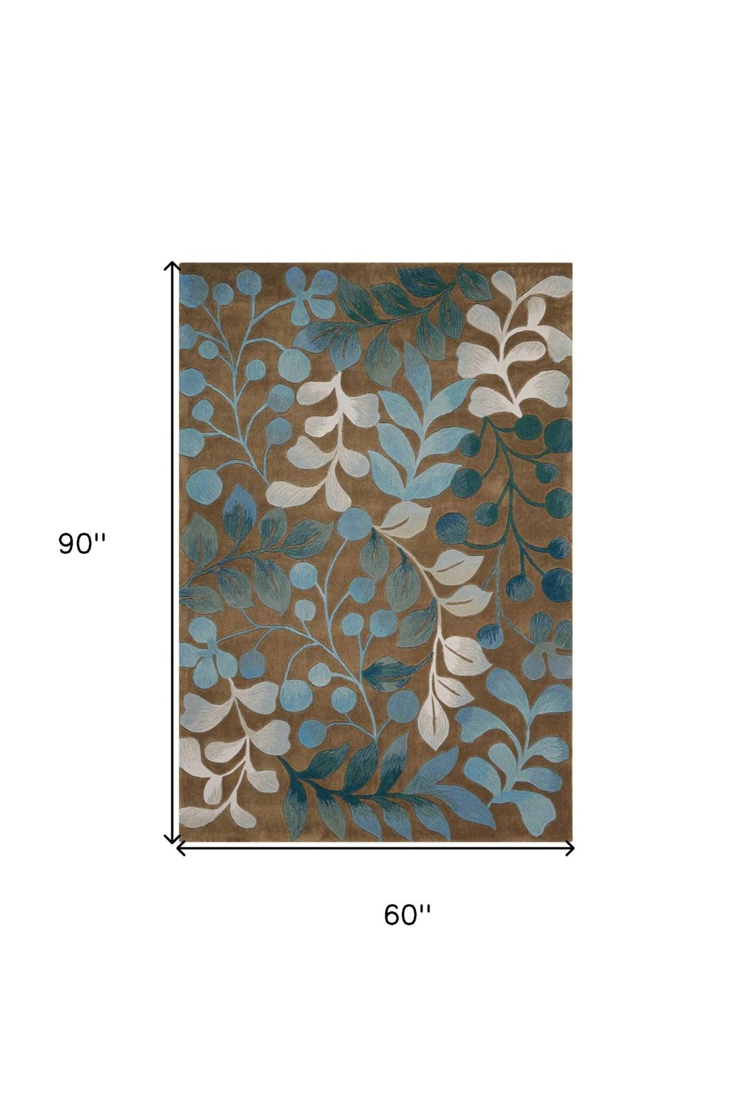5′ X 8′ Brown Botanical Leaves Area Rug