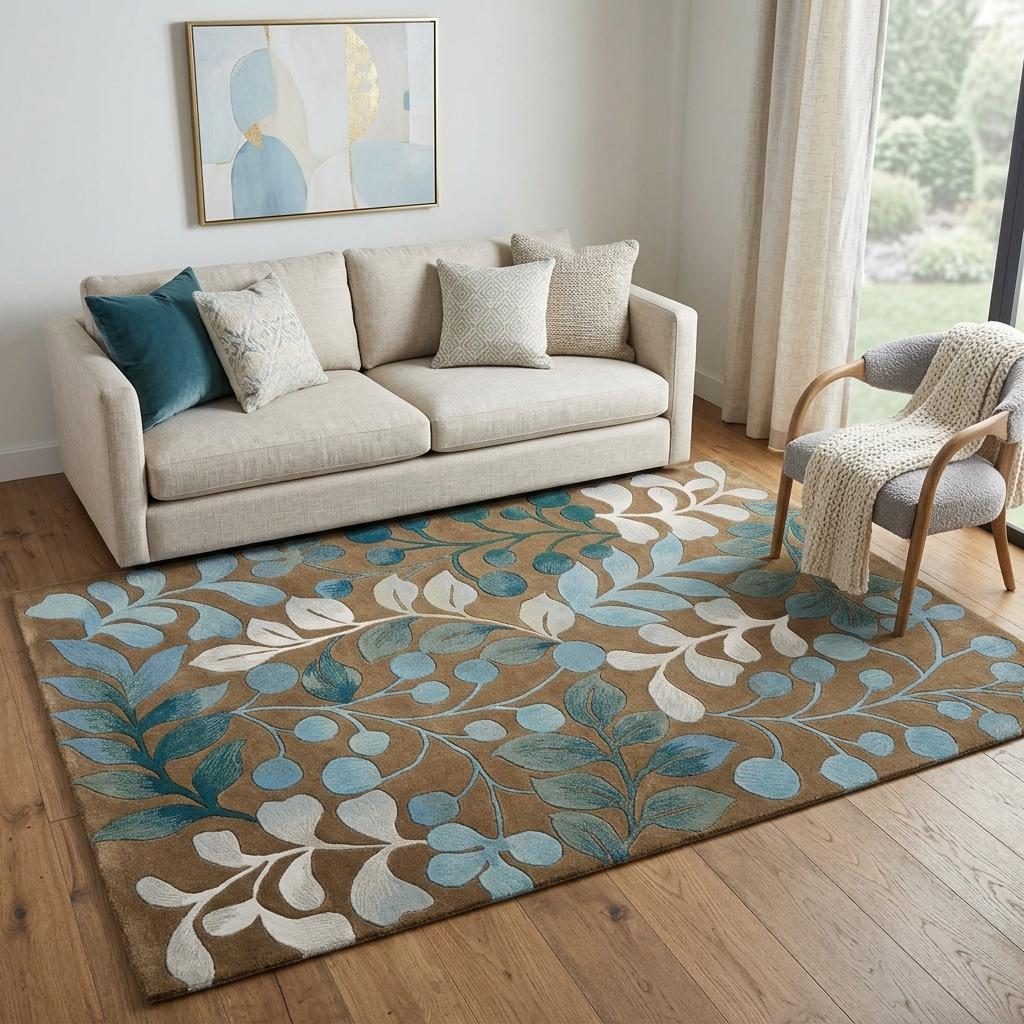 5′ X 8′ Brown Botanical Leaves Area Rug
