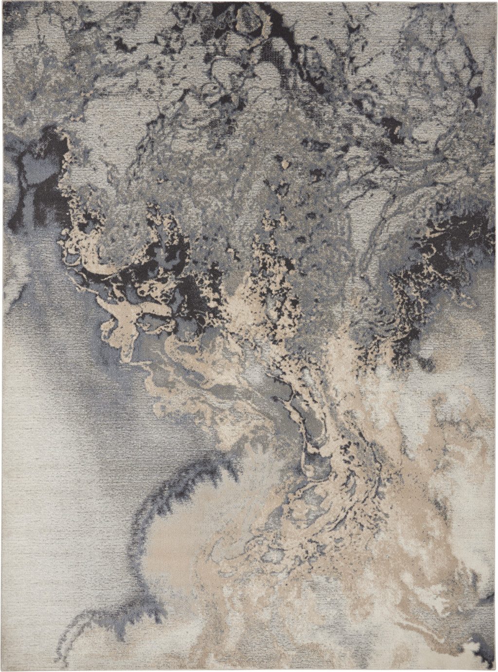 8′ X 11′ Gray Blue and Ivory Abstract Area Rug