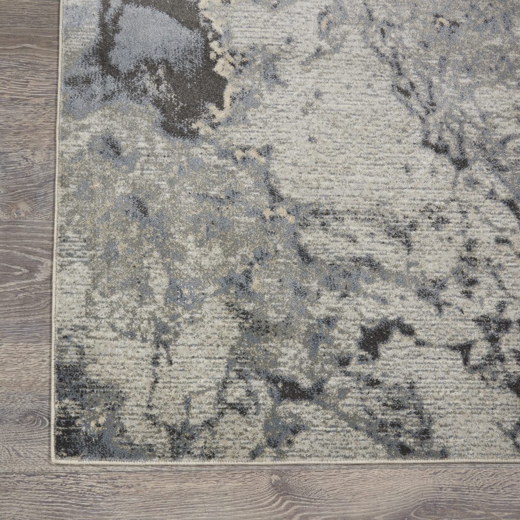 8′ X 11′ Gray Blue and Ivory Abstract Area Rug