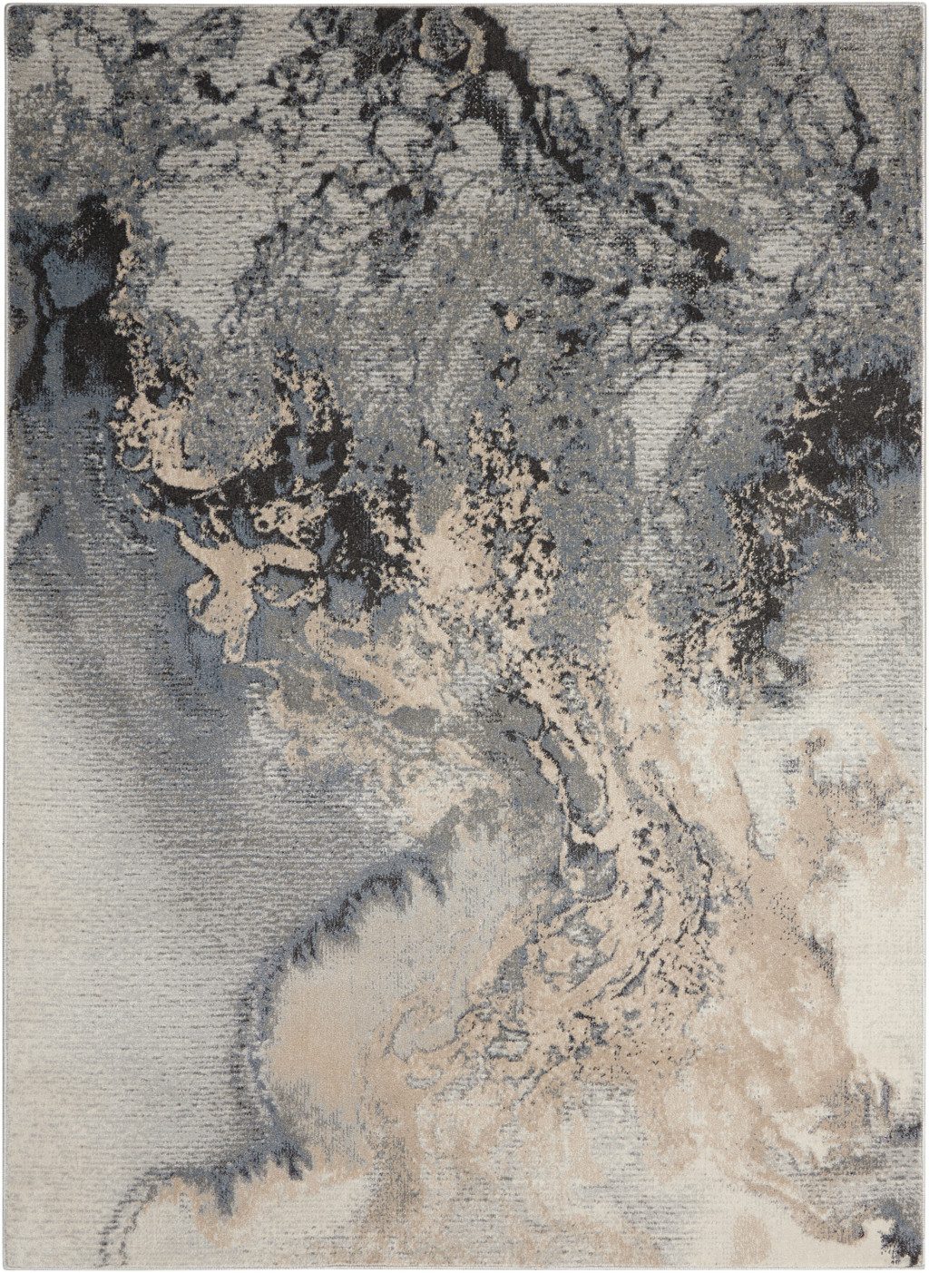 5′ X 7′ Gray Blue and Ivory Abstract Area Rug