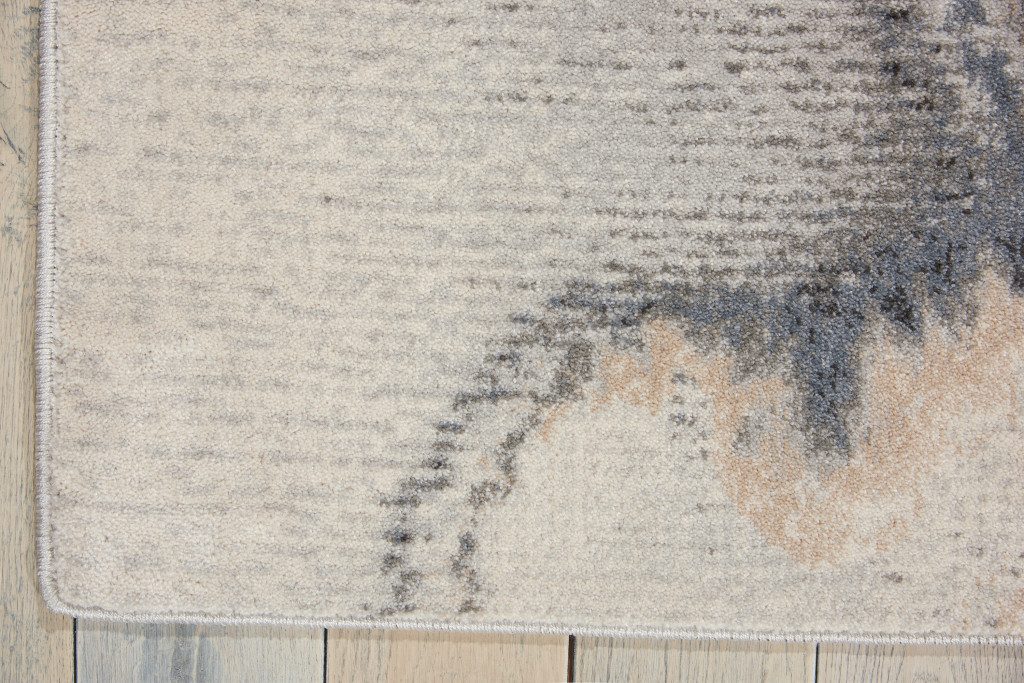 5′ X 7′ Gray Blue and Ivory Abstract Area Rug