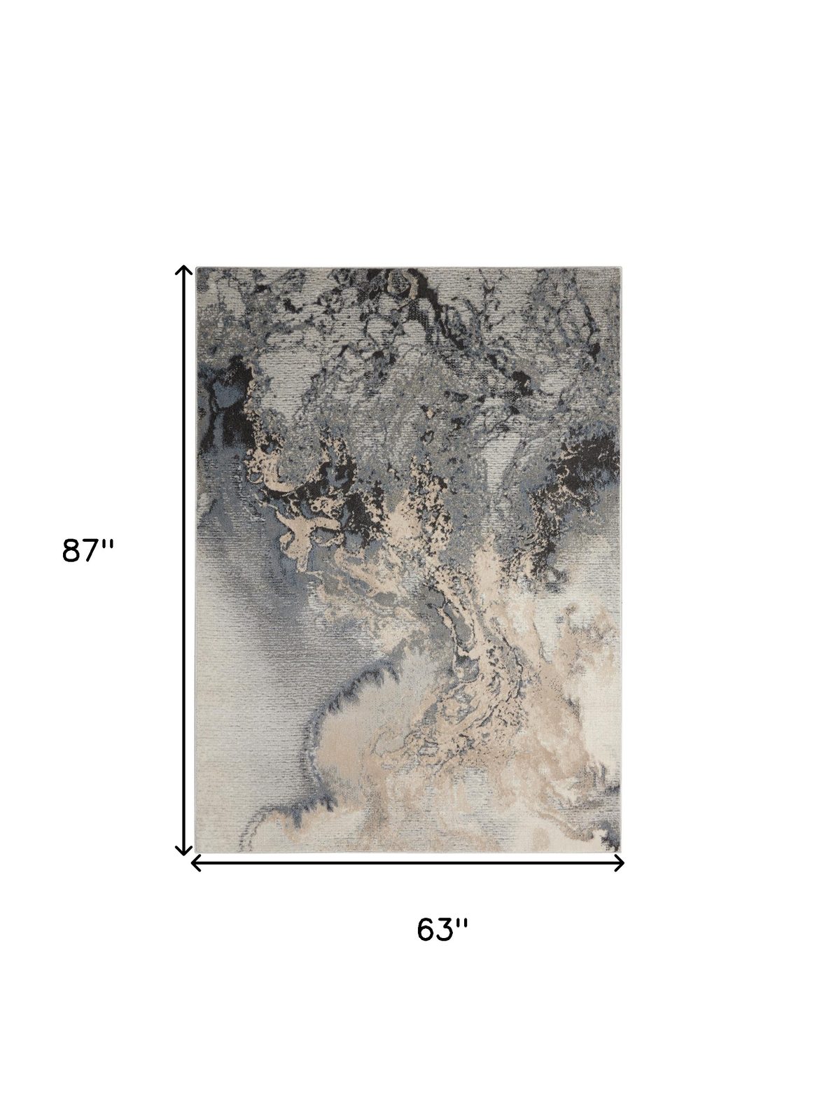5′ X 7′ Gray Blue and Ivory Abstract Area Rug