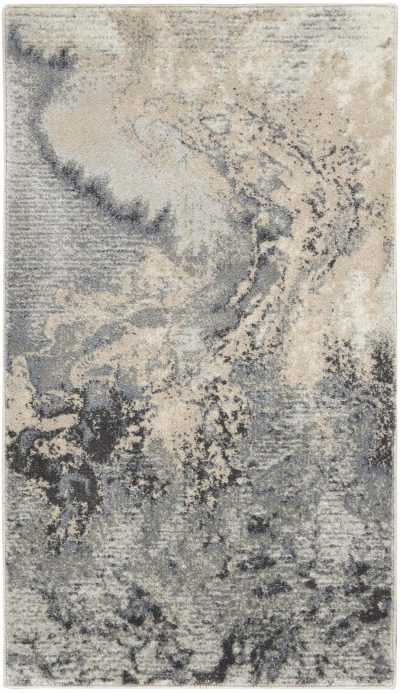 4′ X 6′ Gray Blue and Ivory Abstract Area Rug