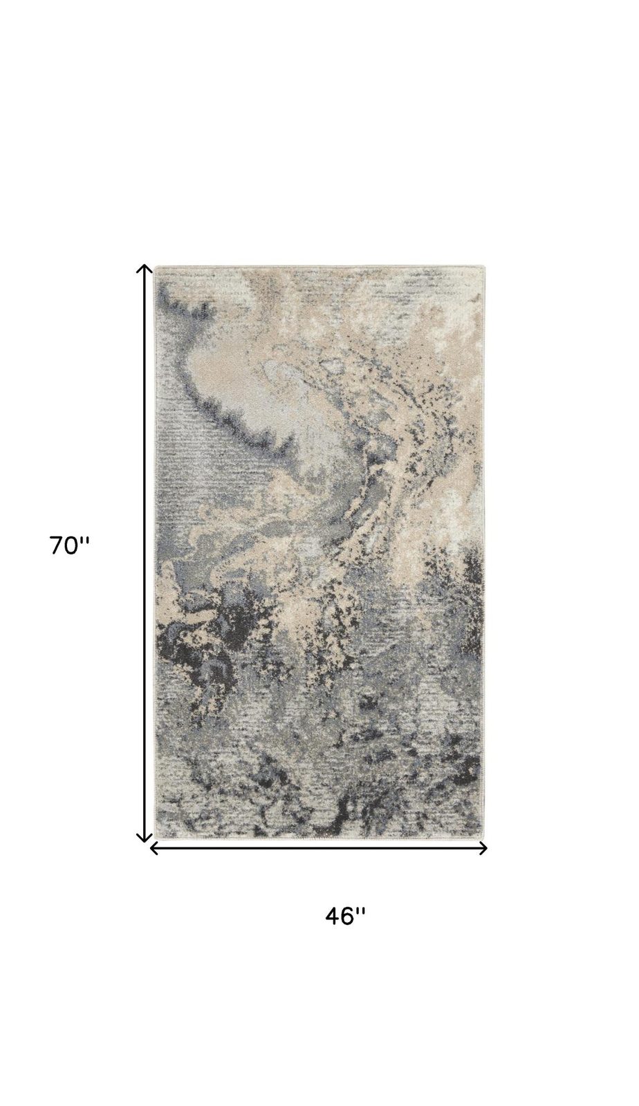 4′ X 6′ Gray Blue and Ivory Abstract Area Rug