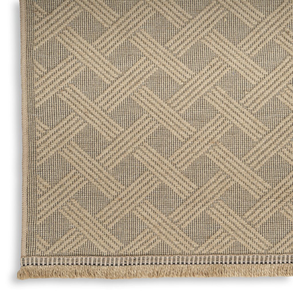 Geometric Jute Cotton Flatweave Non-Skid Area Rug With Fringe