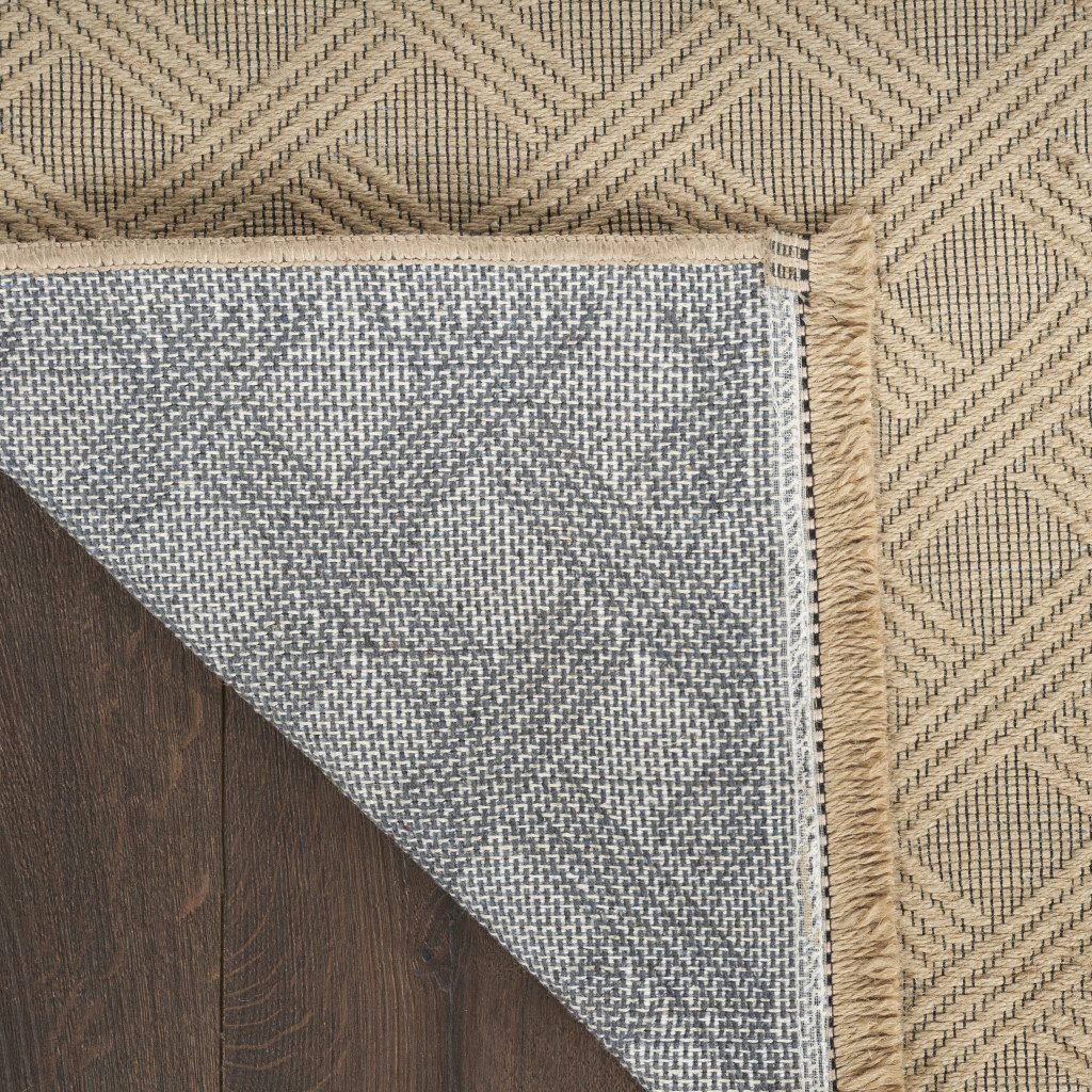 Geometric Jute Cotton Flatweave Non-Skid Area Rug With Fringe
