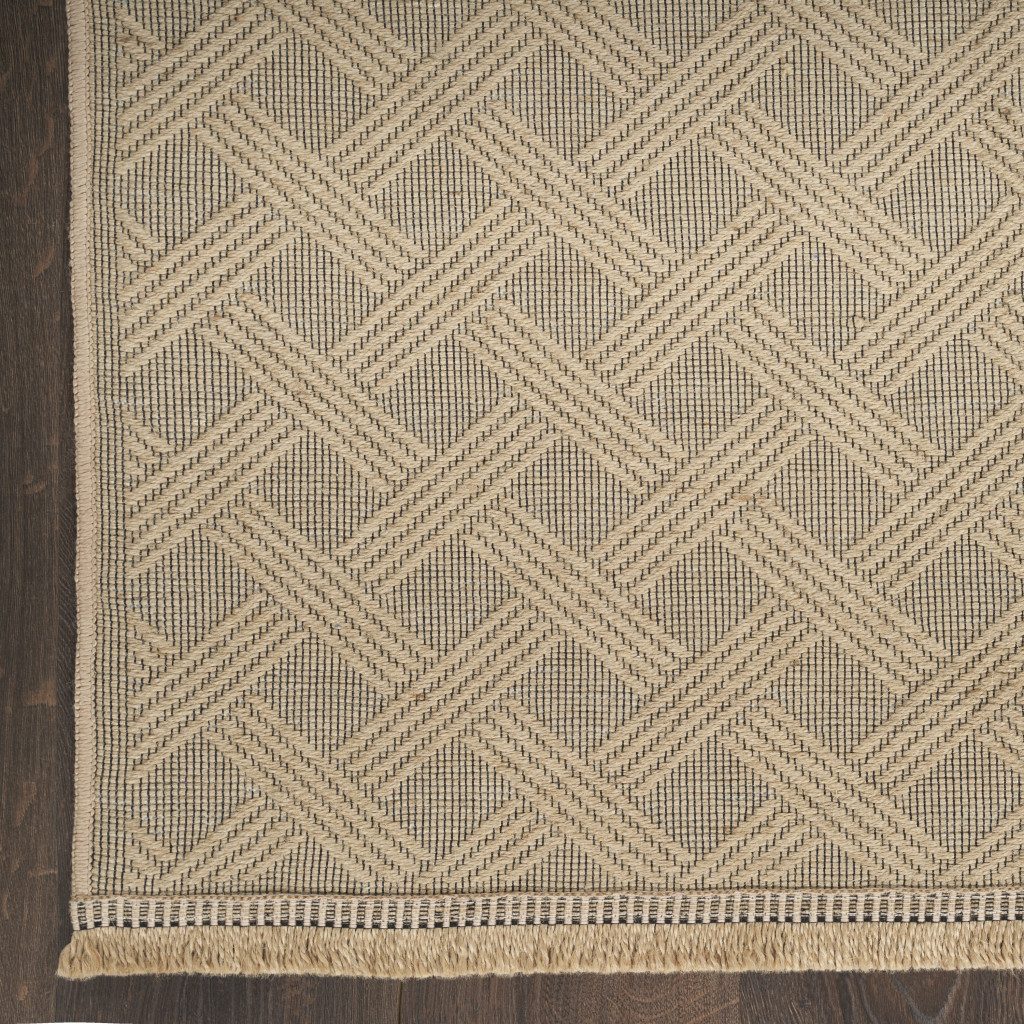 Geometric Jute Cotton Flatweave Non-Skid Area Rug With Fringe
