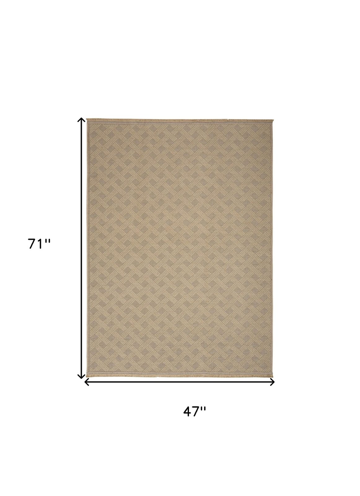 Geometric Jute Cotton Flatweave Non-Skid Area Rug With Fringe