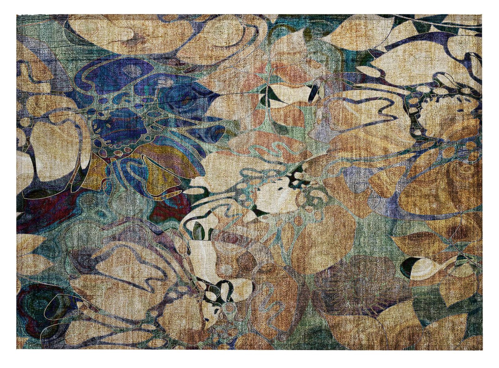 2′ X 3′ Beige and Blue Abstract Washable Area Rug