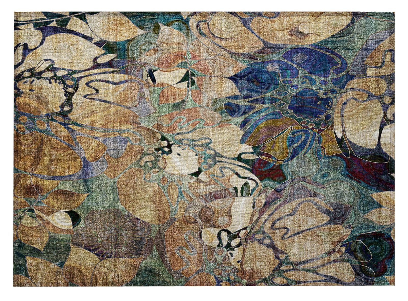 2′ X 3′ Beige and Blue Abstract Washable Area Rug