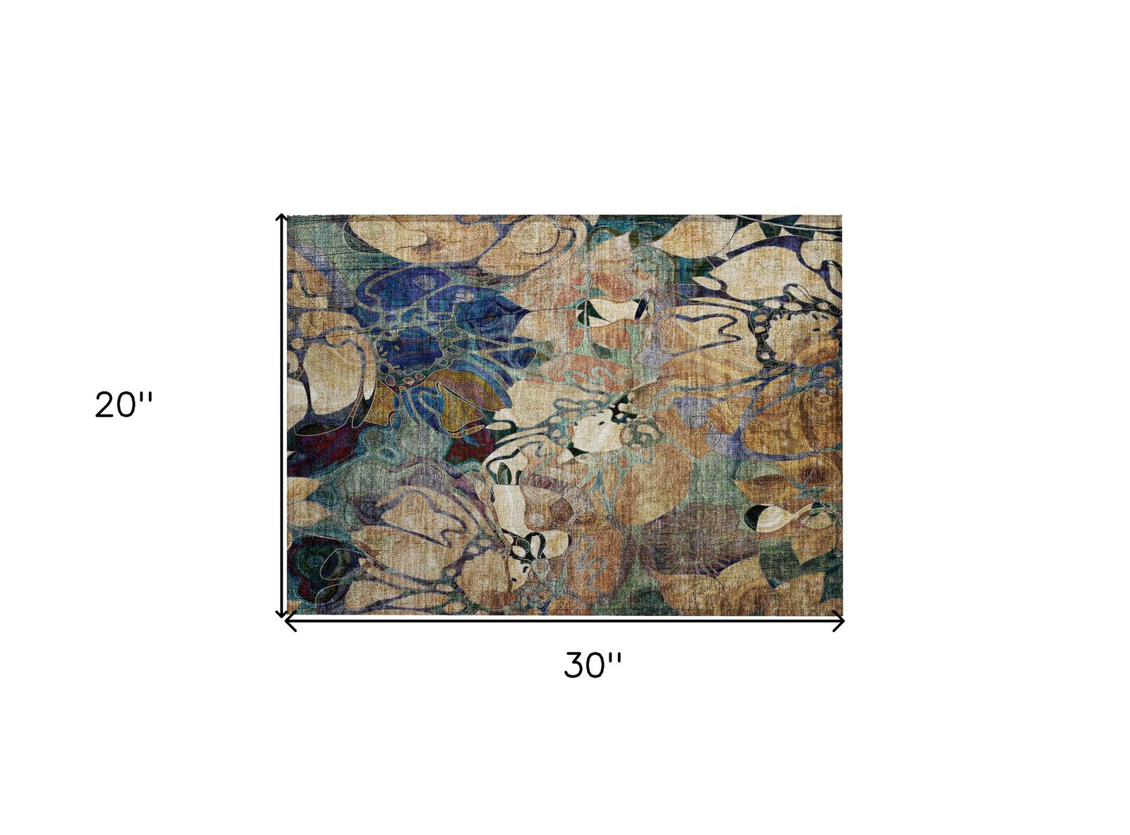 2′ X 3′ Beige and Blue Abstract Washable Area Rug