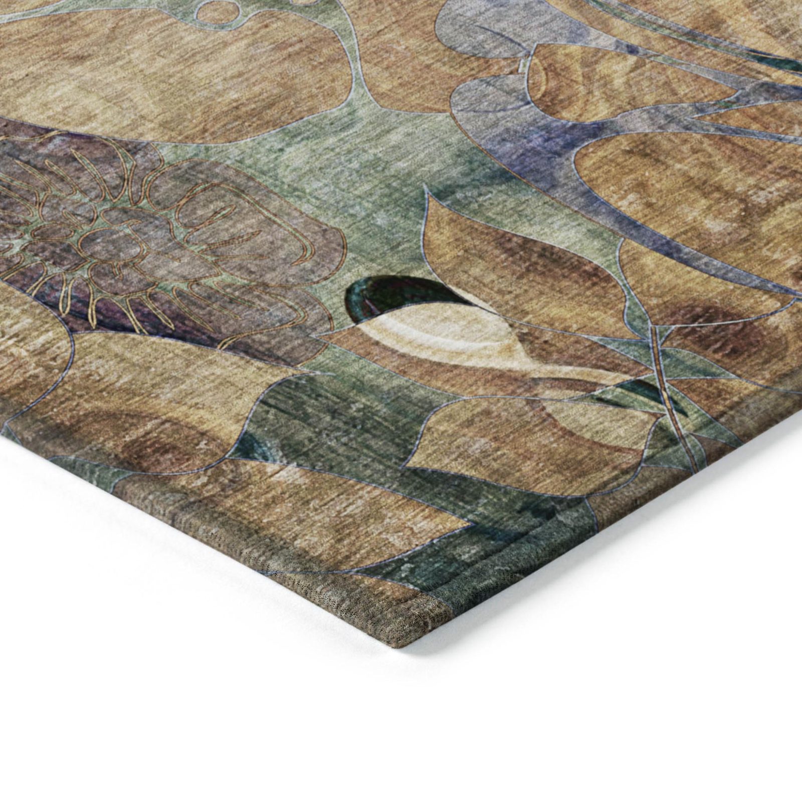 10′ X 14′ Beige and Blue Abstract Washable Area Rug