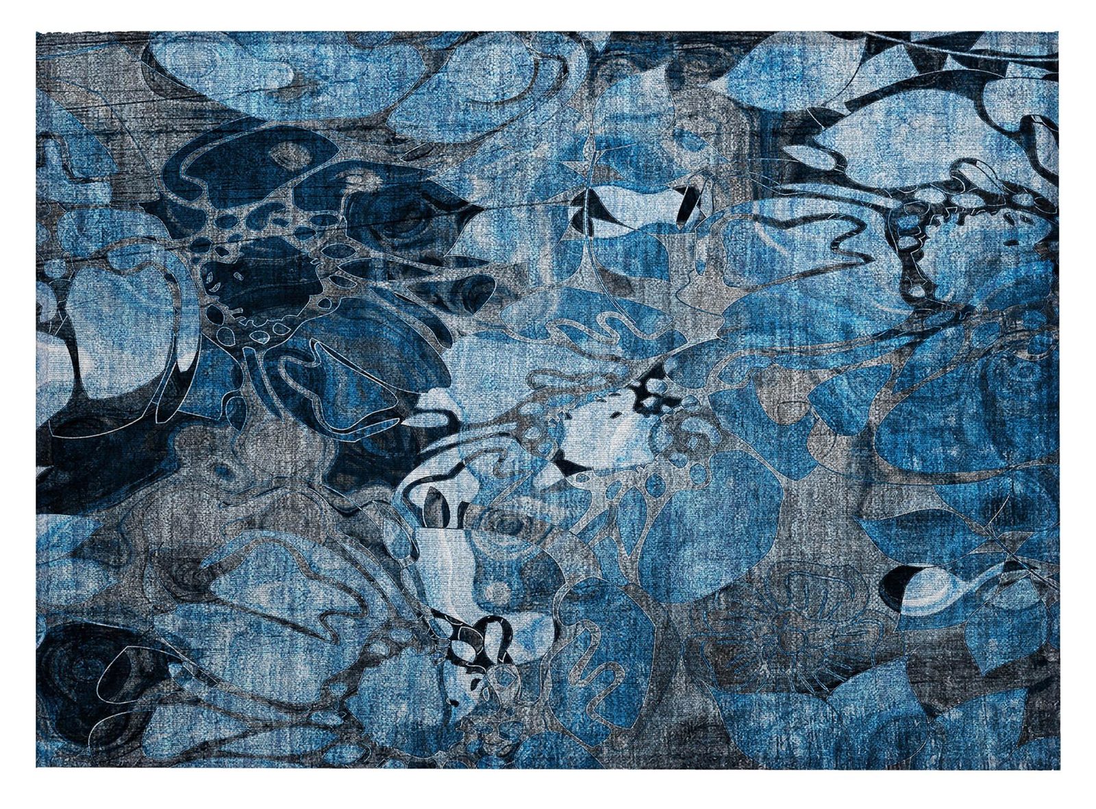 2′ X 3′ Blue and Gray Abstract Washable Area Rug