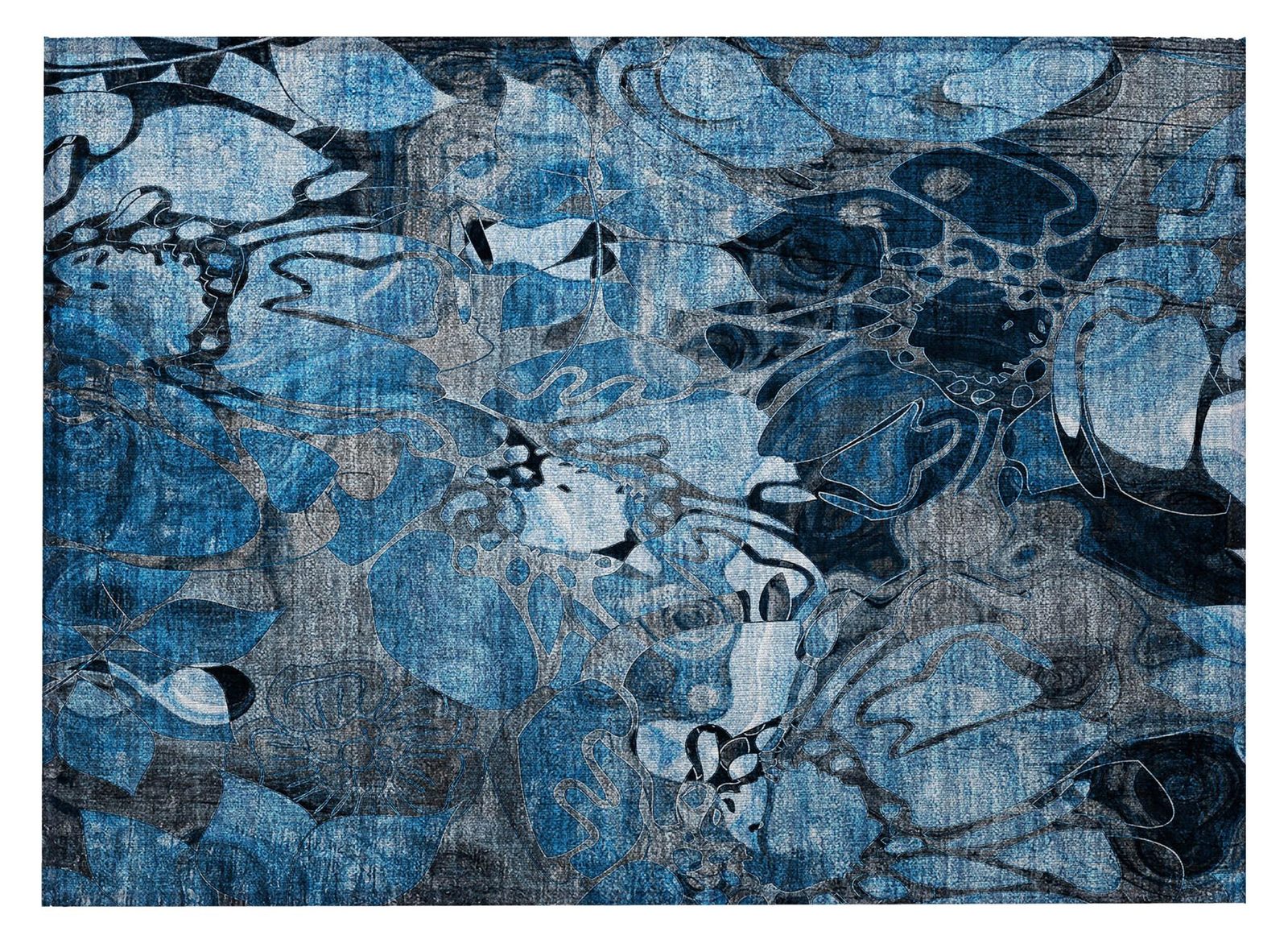 2′ X 3′ Blue and Gray Abstract Washable Area Rug