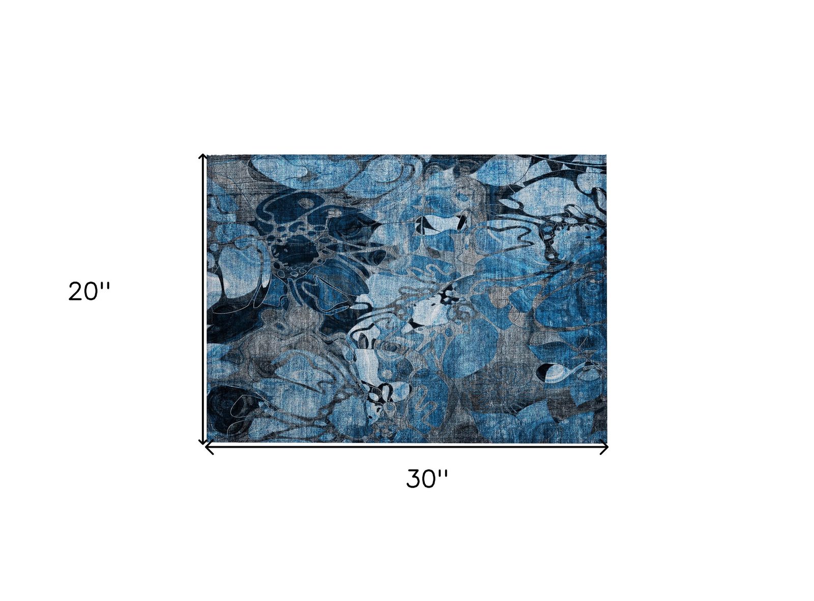 2′ X 3′ Blue and Gray Abstract Washable Area Rug