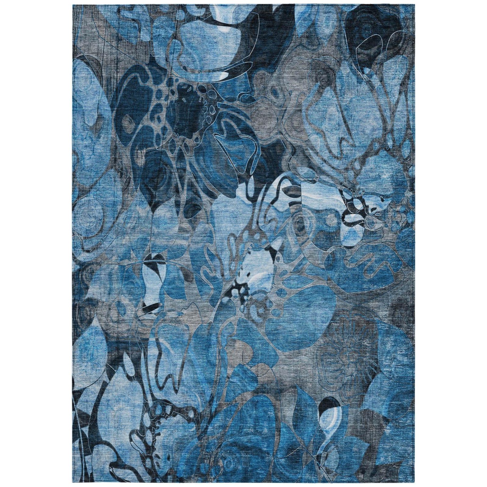 3′ X 5′ Blue and Gray Abstract Washable Area Rug
