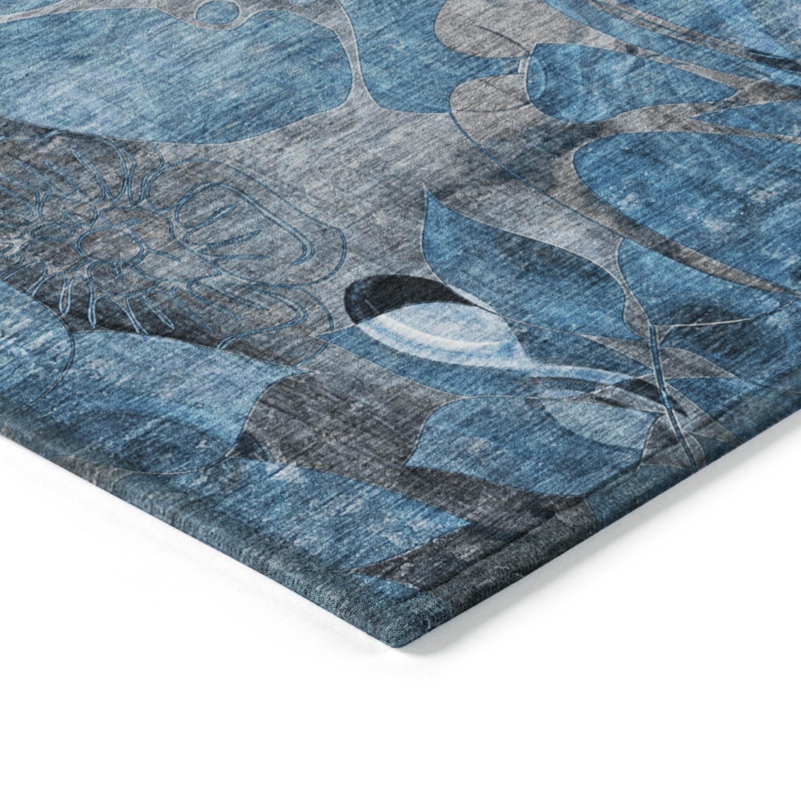 10′ X 14′ Blue and Gray Abstract Washable Area Rug