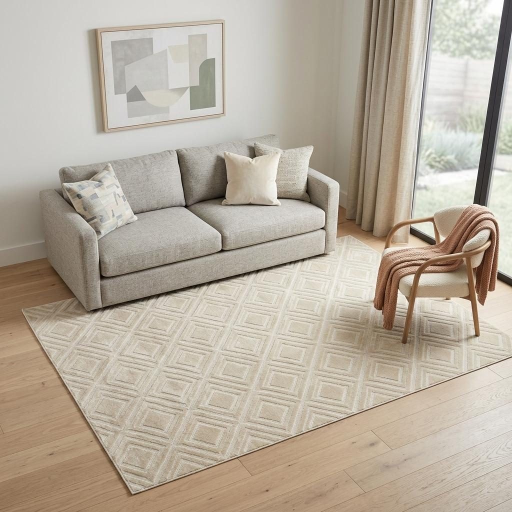 5′ X 7′ Beige Geometric Area Rug