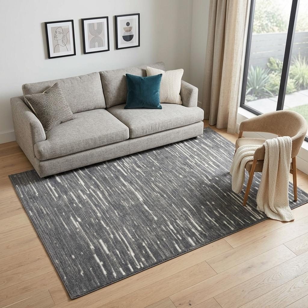 5′ X 7′ Gray Geometric Area Rug