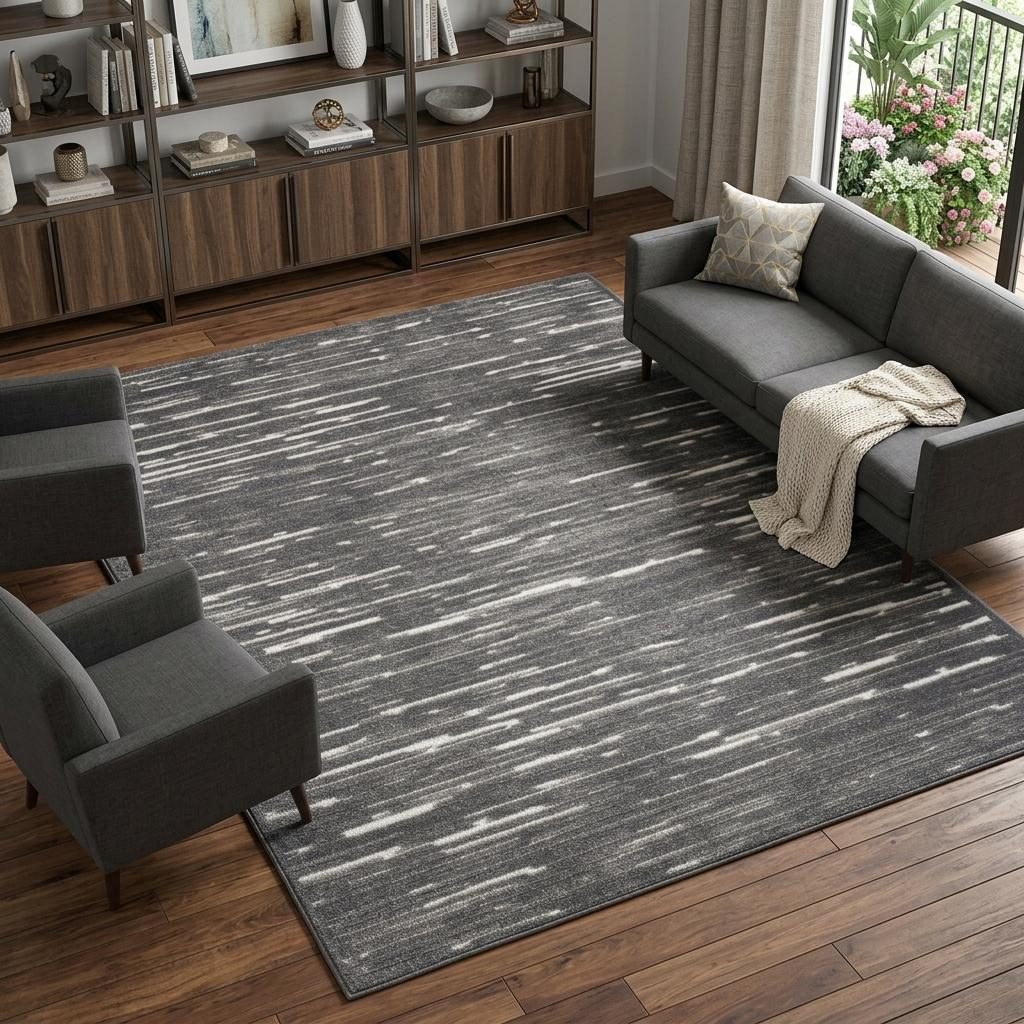 7′ X 9′ Gray Geometric Area Rug