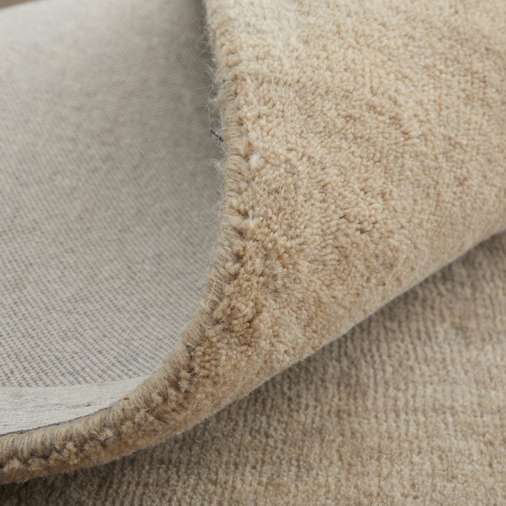 Tan Wool Hand Woven Area Rug