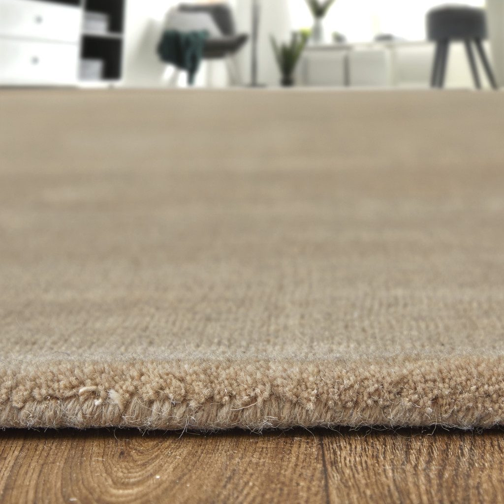 Tan Wool Hand Woven Area Rug