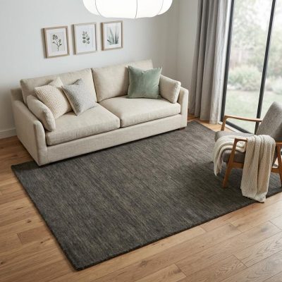 5′ X 8′ Brown Wool Hand Woven Area Rug